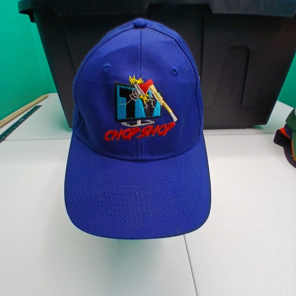 Chop Shop Hat OS Blue Retro Tech Streetwear Baseball Cap 90s Aesthetic